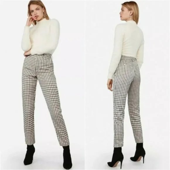 Express X Negin Mirsalehi Plaid Straight Leg Pants NWT 12 - Picture 1 of 11